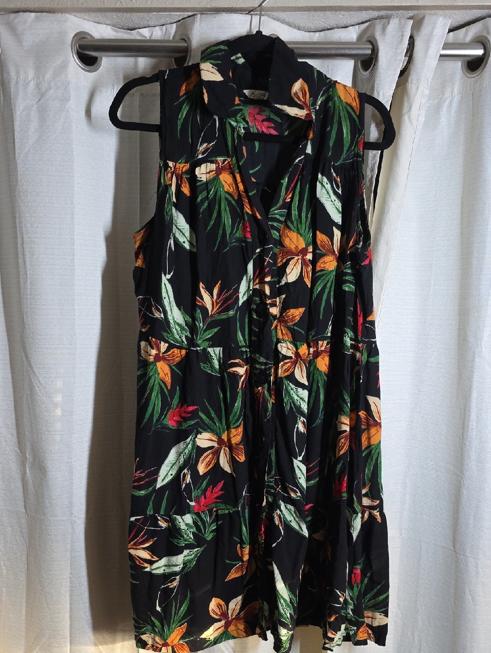 Purple Rain Black Tropical Floral Mini Dress